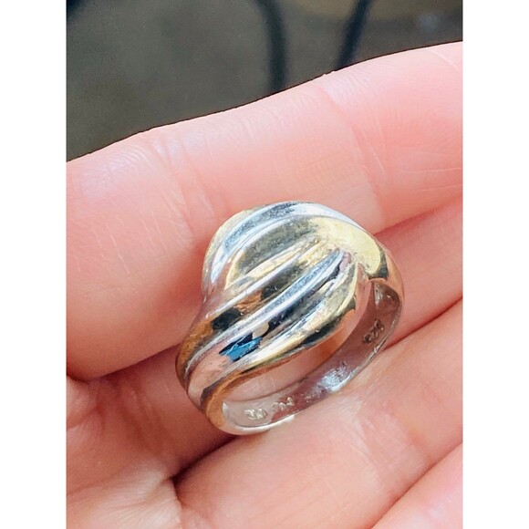 924 sterling silver 14k gold plated two tone ring - Picture 3 of 6